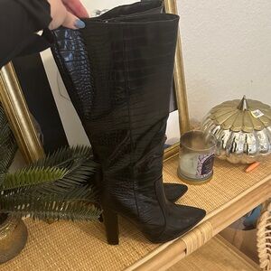 Knee High Faux Croc Boots